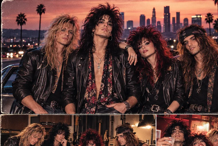 The four members of Electric Lust together in Los Angeles at dusk